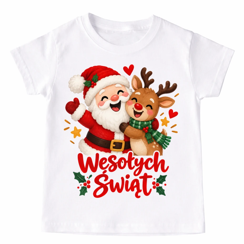 Koszulka dla dziecka na Mikołajki WESOŁYCH ŚWIĄT - wesołych717