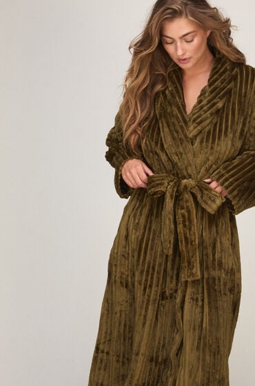 Hunkemöller Szlafrok Jacqueared Fleece Zielony