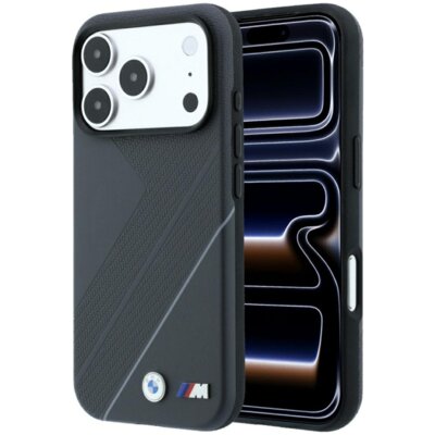 BMW Etui M Tire Track with Silver Line MagSafe do Apple iPhone 17 Pro/18 Pro Antracytowy BMHMP18L26SWPDKA