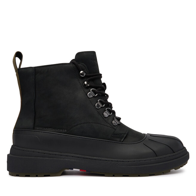 Trzewiki Tommy Hilfiger Outdoor Rubber Lth Boot Wpm FM0FM05957 Czarny
