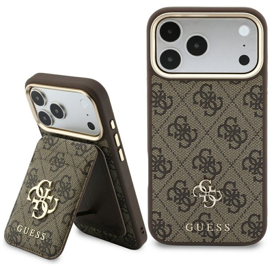 Etui Guess 4G z portfelem Magsafe do iPhone 18 Pro Max / 17 Pro Max brązowy