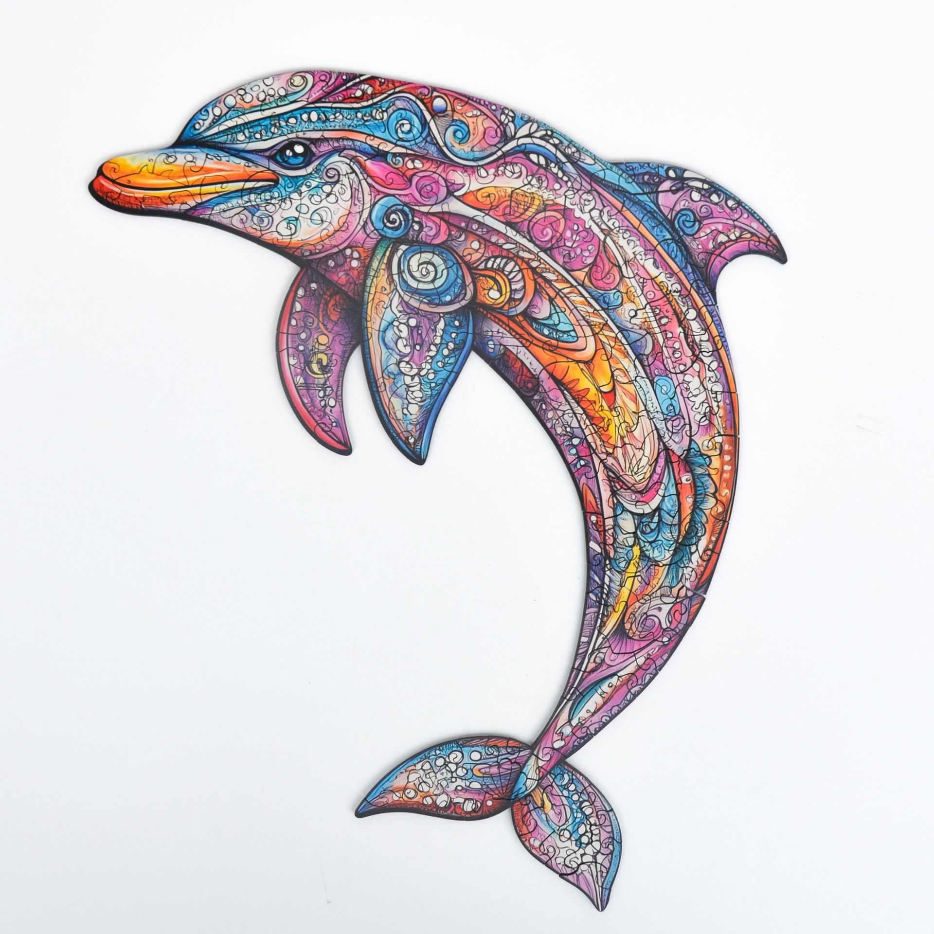 Drewniane puzzle dla dorosłych Adriatycki Delfin 147 elementów Elementy w kształcie zwierząt Drewno cięte laserowo Średnie 29 x 21 cm
