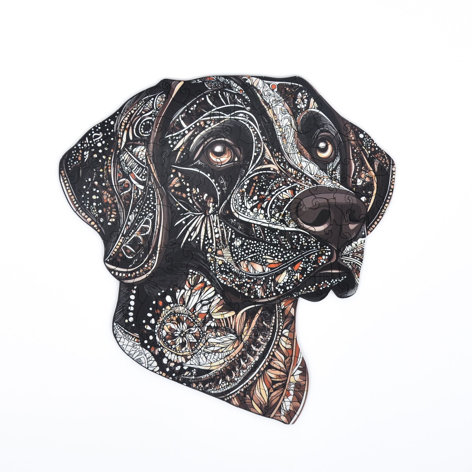 Drewniane puzzle dla dorosłych Labrador Czekoladowy 146 elementów Elementy w kształcie zwierząt Drewno cięte laserowo Średnie 29 x 21 cm