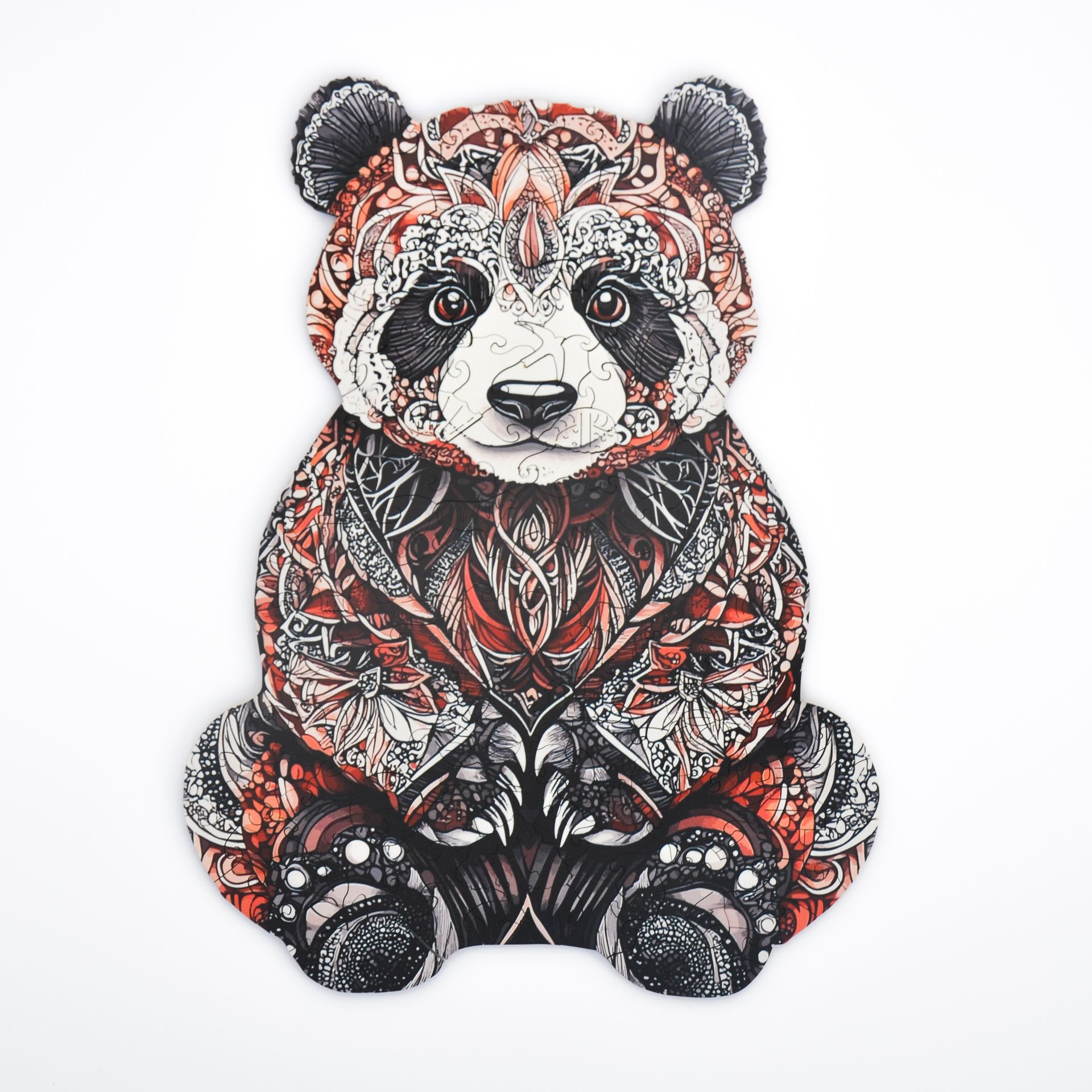 Drewniane puzzle dla dorosłych Niezdarna Panda 147 elementów Średnie Elementy w kształcie zwierząt Drewno cięte laserowo 29 x 21 cm