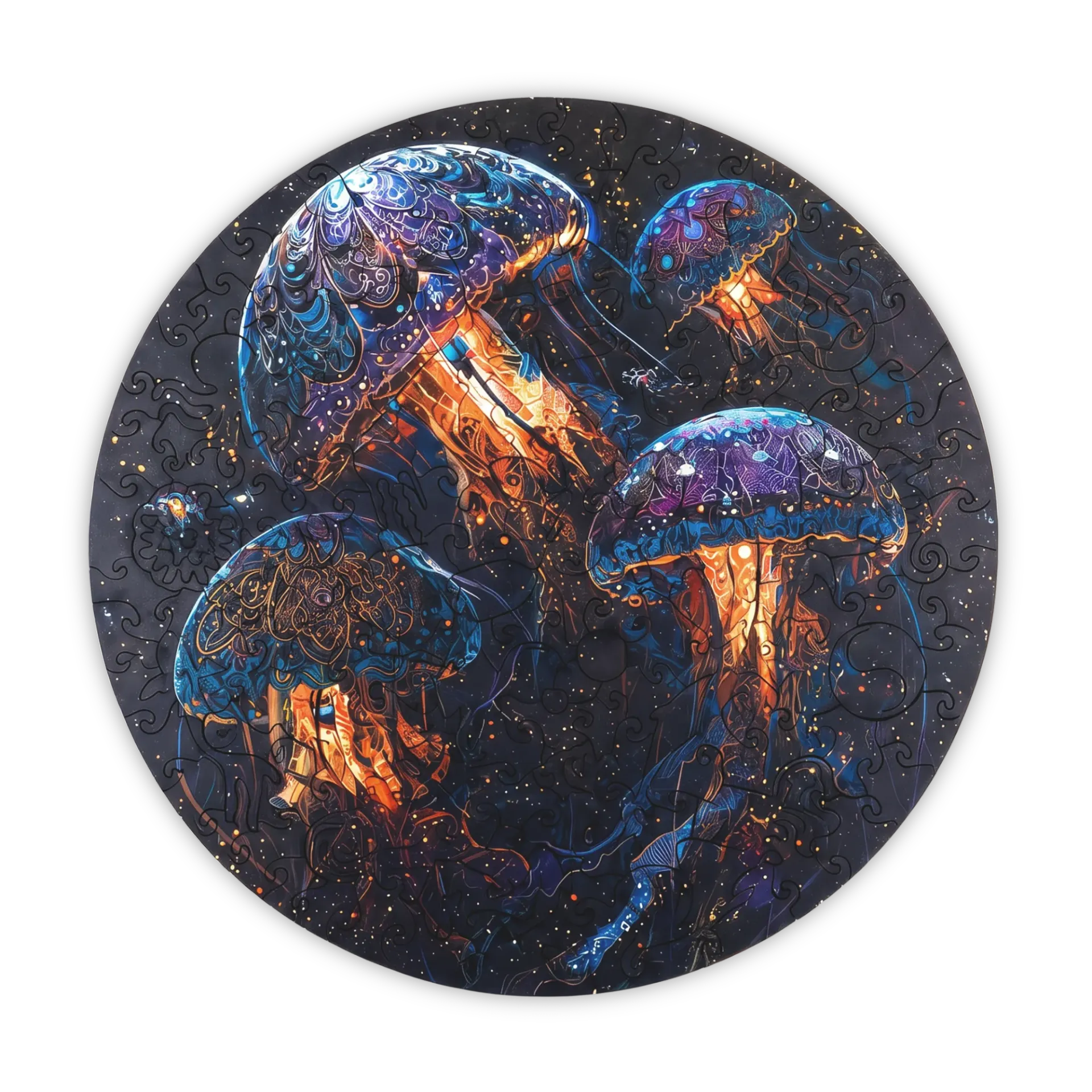 Drewniane puzzle dla dorosłych Świecąca Meduza 176 elementów Średnie Elementy w kształcie zwierząt Drewno cięte laserowo 29 x 21 cm