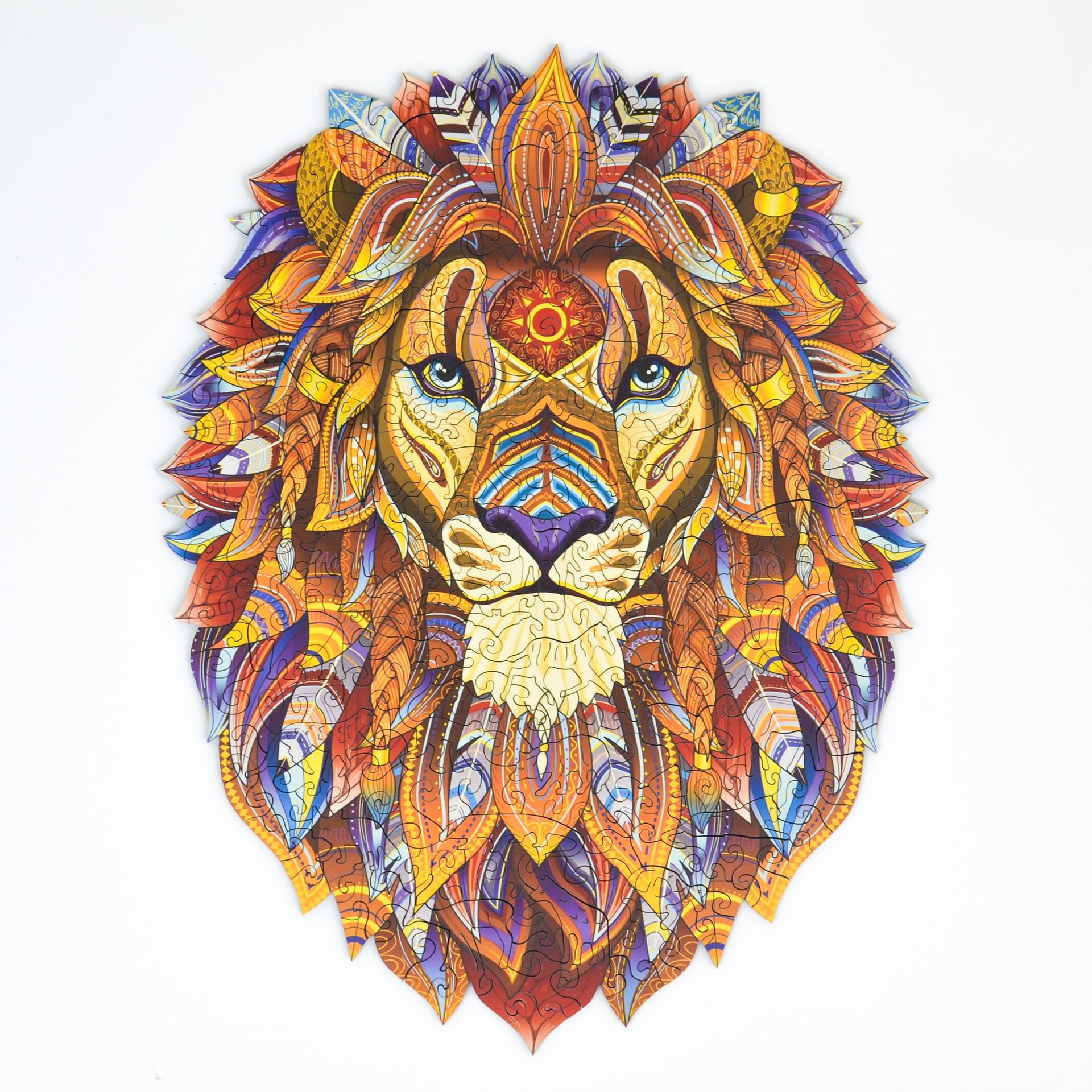 Drewniane puzzle dla dorosłych Potężny lew 92 elementów Małe Elementy w kształcie zwierząt Drewno cięte laserowo 21 x 15 cm Lubiwood