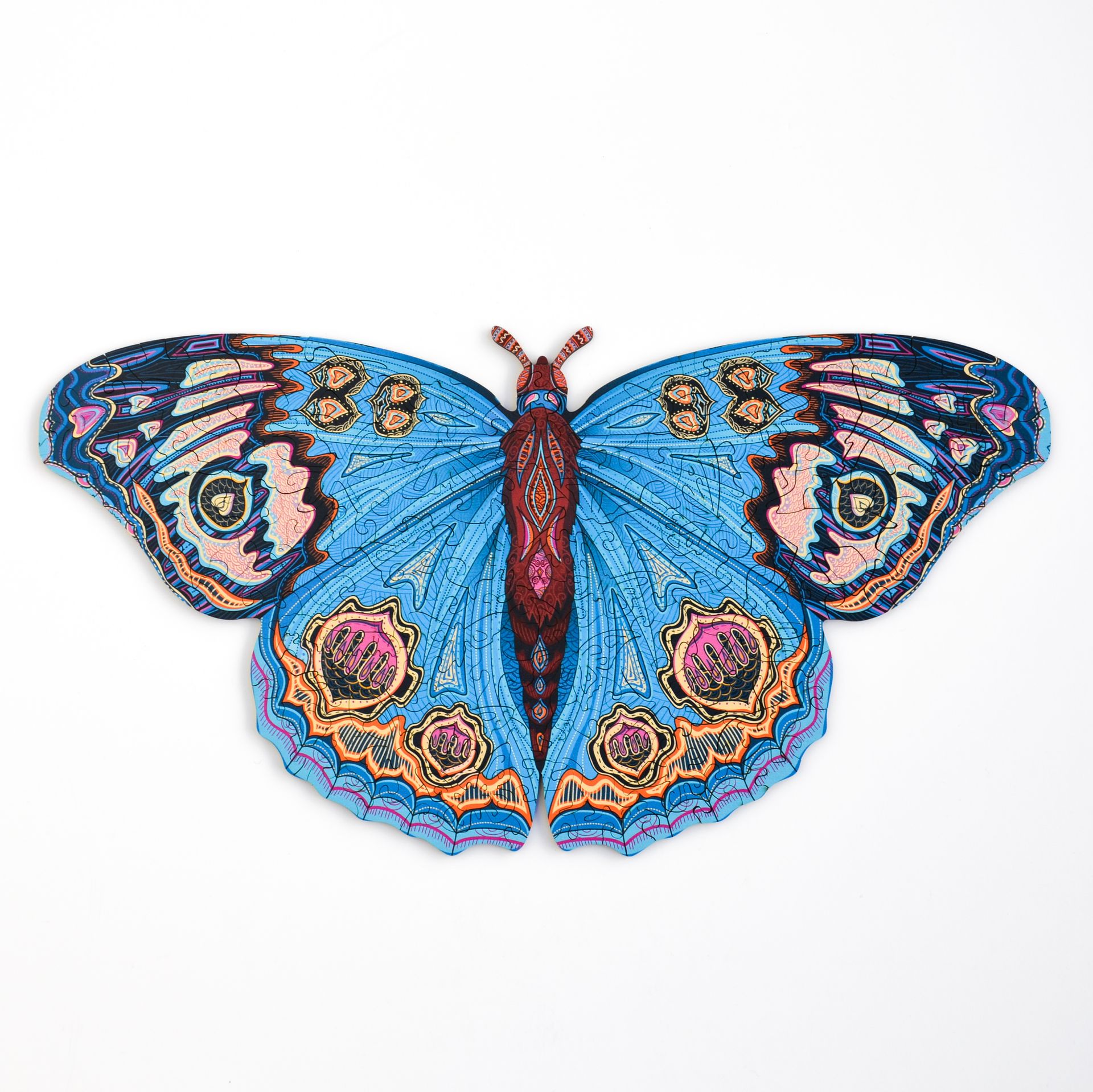 Drewniane puzzle dla dorosłych Zabawny Motyl 94 elementów Małe Elementy w kształcie zwierząt Drewno cięte laserowo 21 x 15 cm Lubiwood