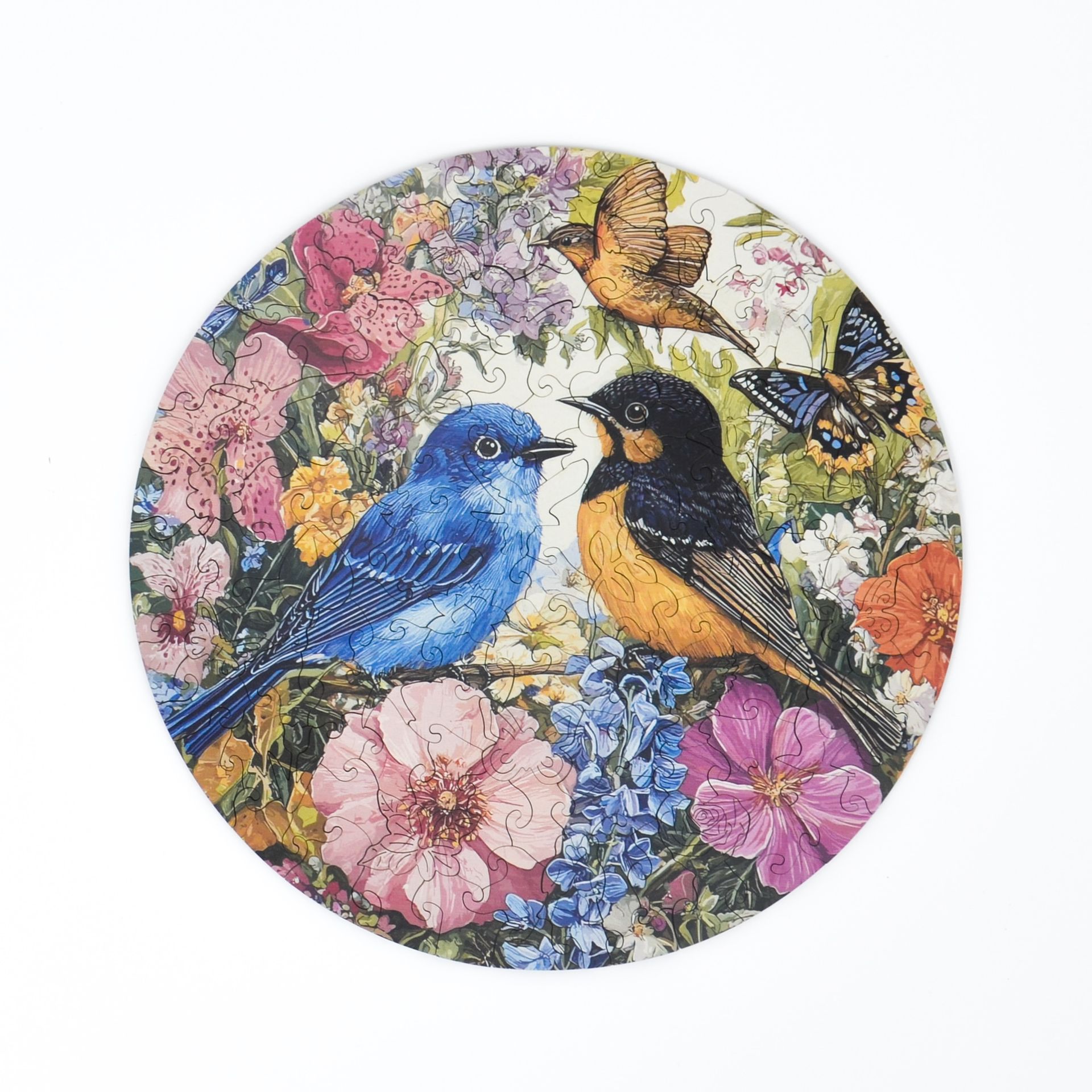 Drewniane puzzle dla dorosłych Wiosenne Ptaki 152 elementów Średnie Elementy w kształcie zwierząt Drewno cięte laserowo 29 x 21 cm