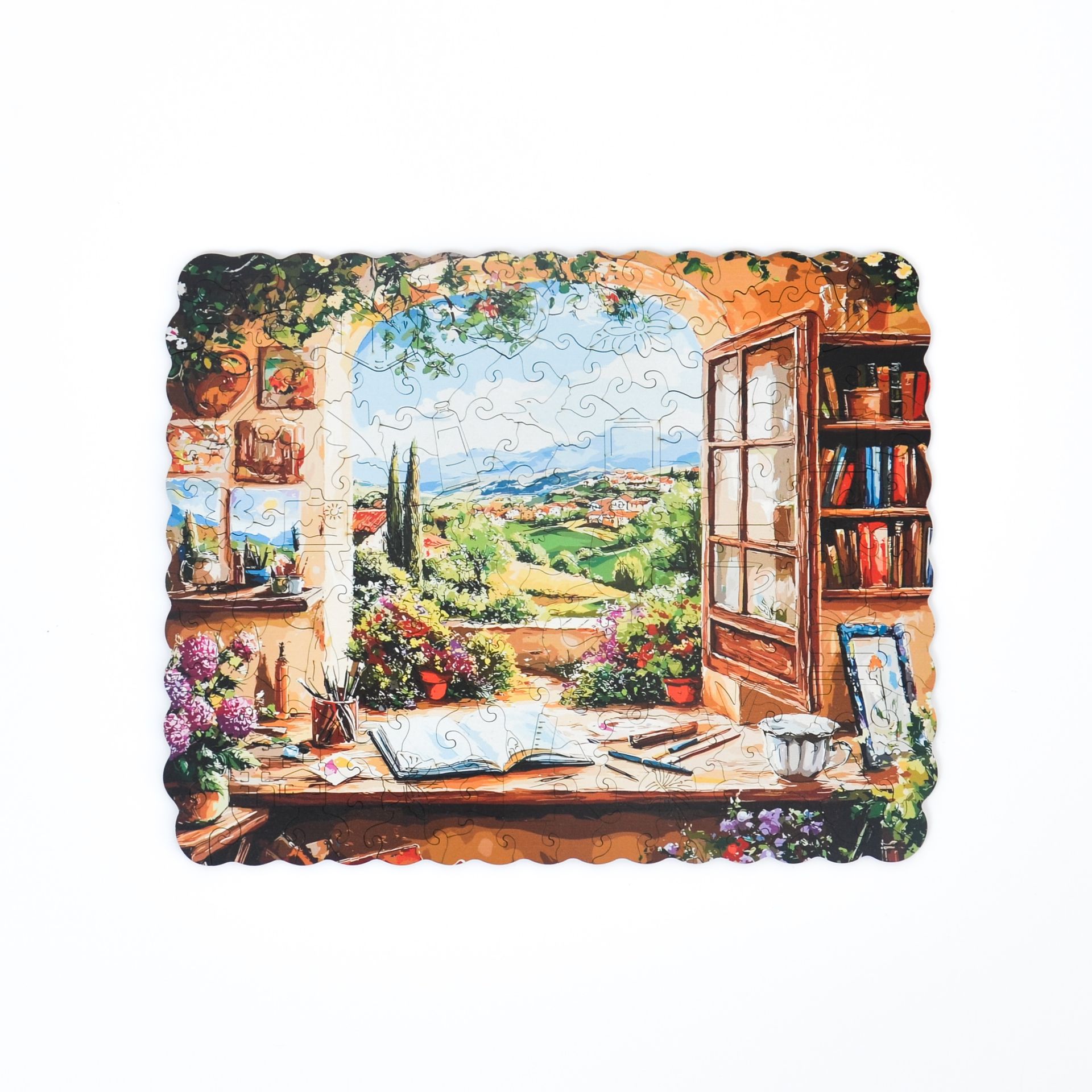 Drewniane puzzle dla dorosłych Toskański Widok 183 elementów Średnie Elementy fantazyjne Drewno cięte laserowo 29 x 21 cm Lubiwood