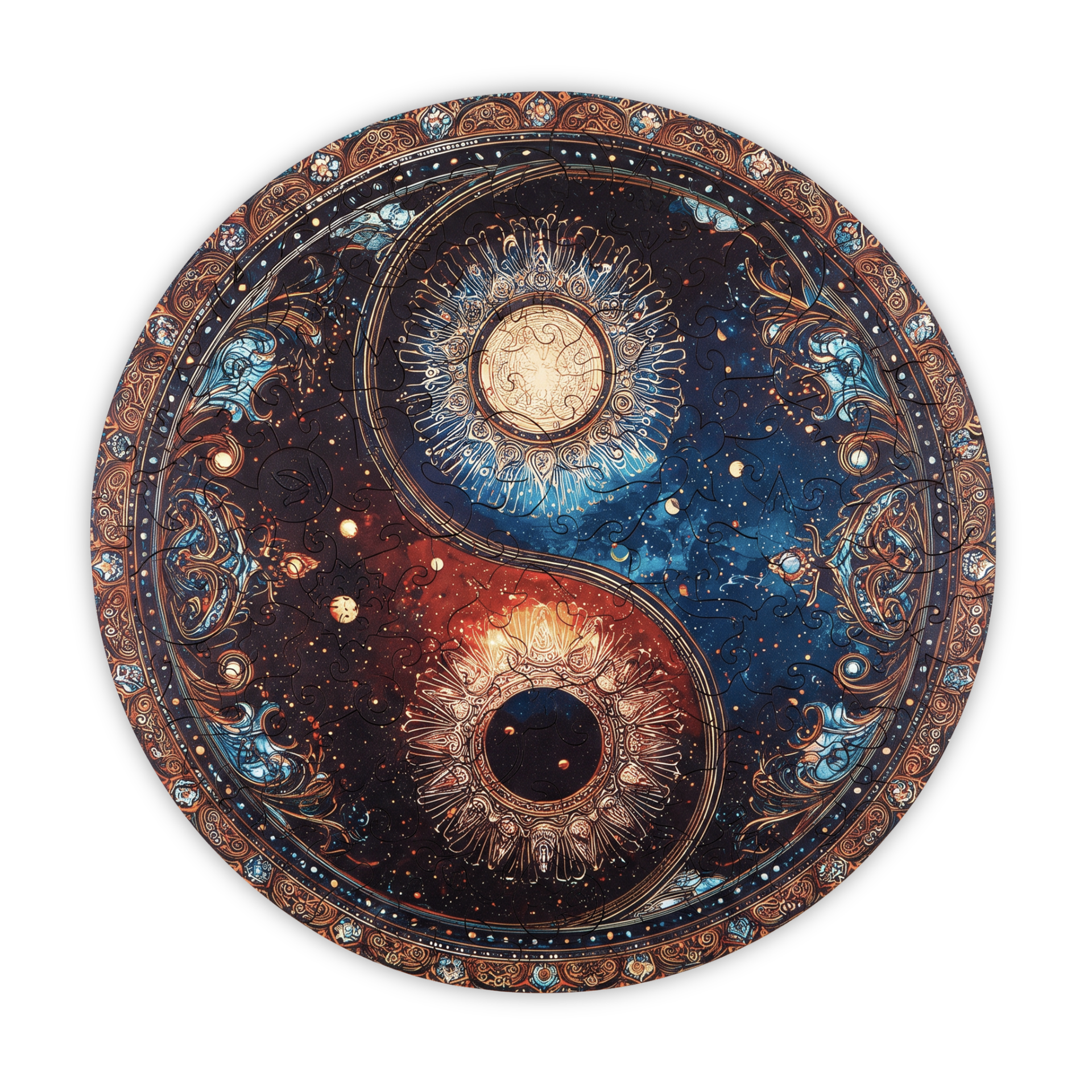 Drewniane puzzle dla dorosłych Mandala Yin-Yang 168 elementów Średnie Elementy fantazyjne Drewno cięte laserowo 29 x 21 cm Lubiwood