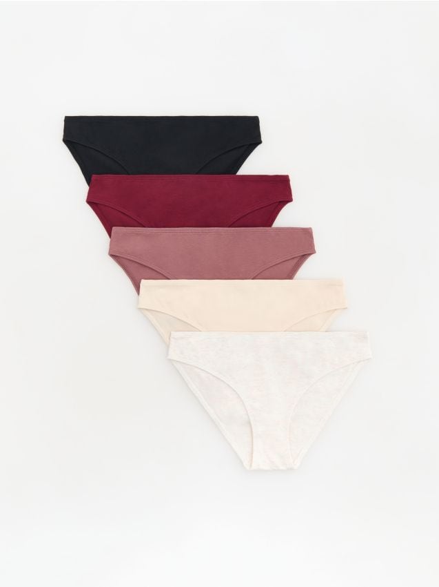 Reserved - Majtki typu figi z bawełną 5 pack - mahoniowy