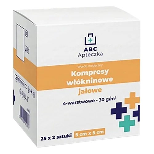 Apteczka ABC Kompresy włókninowe jałowe 5 x 5 cm 4W, 25 x 2 szt.