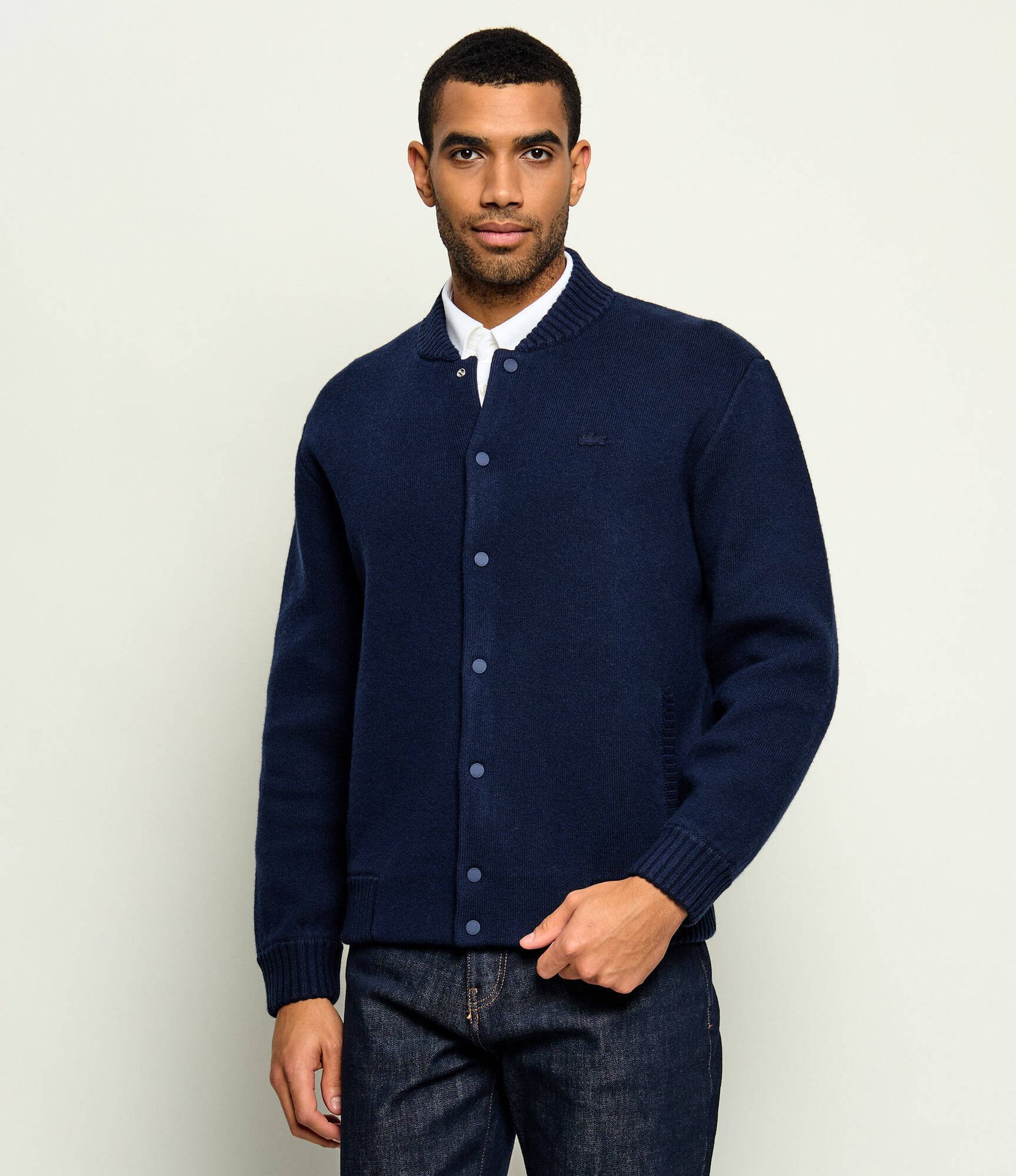 Lacoste Wełniana kurtka bomber Relaxed fit