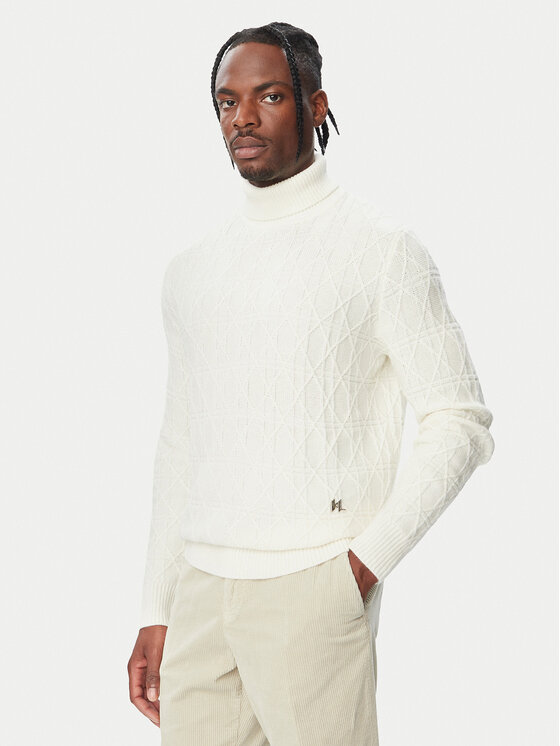 KARL LAGERFELD Golf 655031 564308 Kremowy Regular Fit