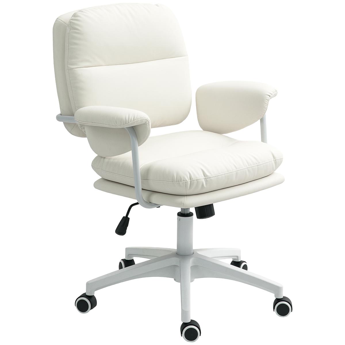 Homcom Krzesło biurowe 65x64x98cm, białe 921-739V00WT