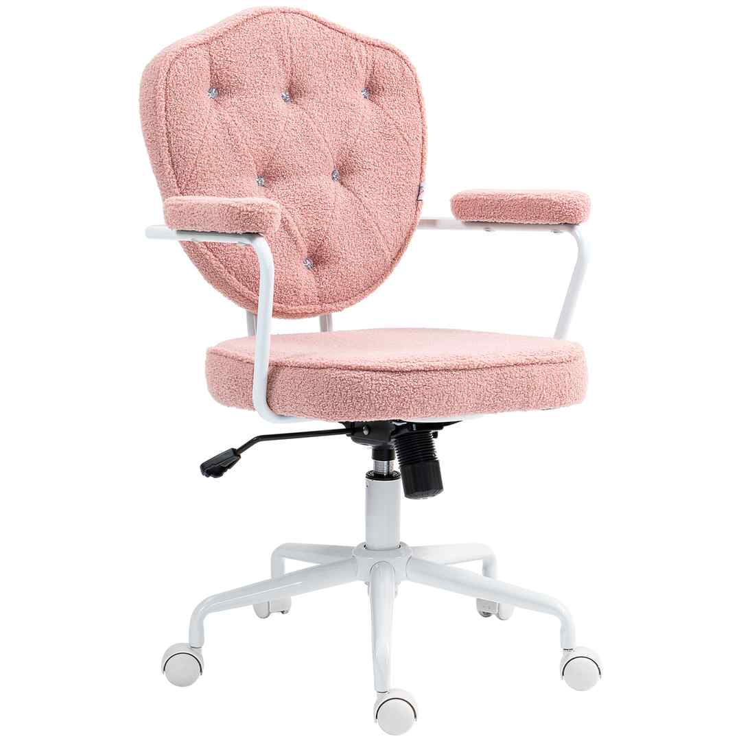 Homcom Krzesło biurowe 63x61,5x101cm, różowo-białe 921-750V00PK