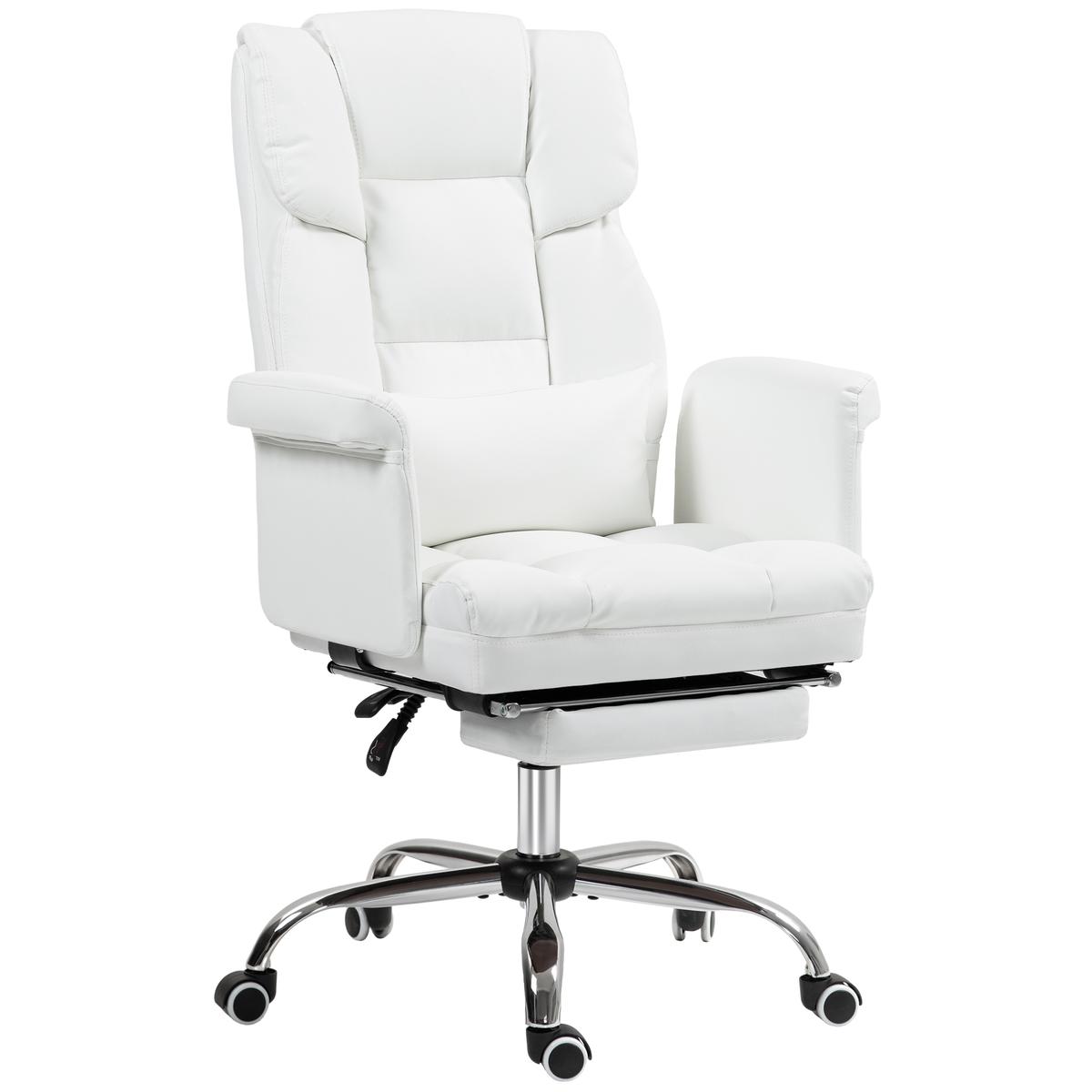 Homcom Krzesło biurowe 69x65x115cm, kolor biały/srebrny 921-753V00WT