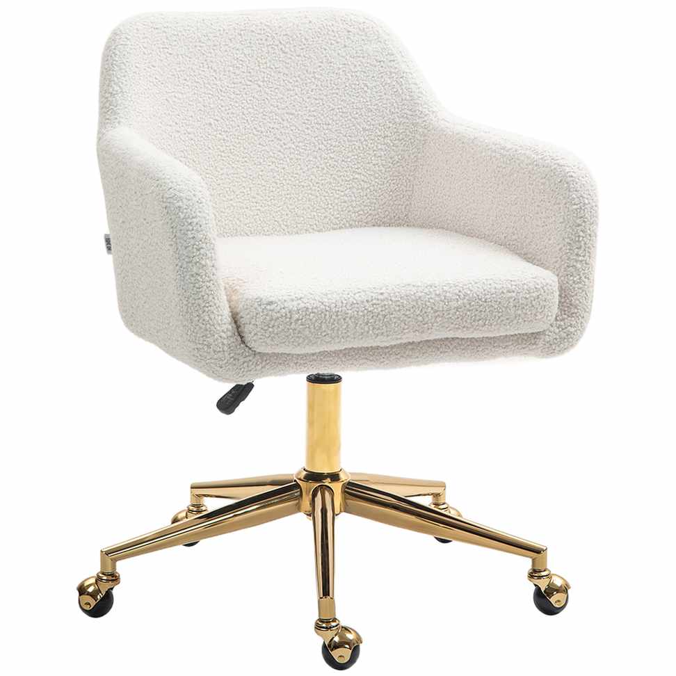 Homcom Krzesło biurowe 60x61x88cm, kolor biało-złoty 921-775V00CW