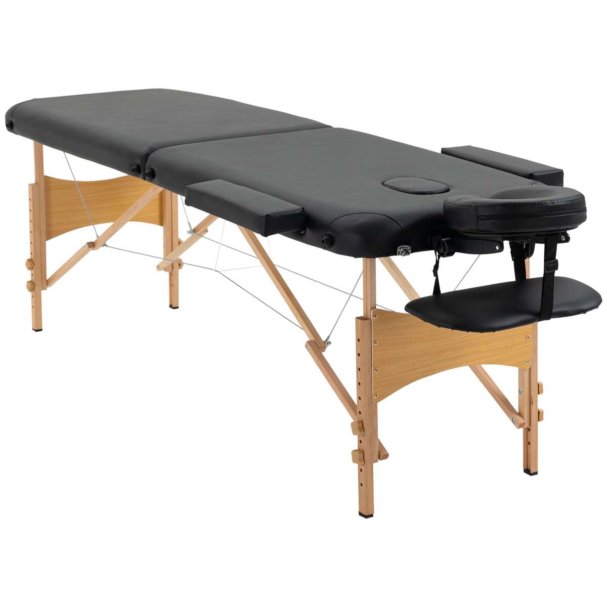 Homcom Stół do masażu 215x80x88cm, czarny/jasnobrązowy 5550-3291