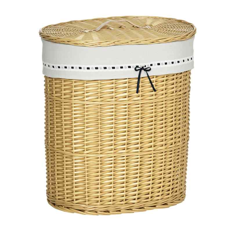 Kosz na pranie 100L Homcom 51x38x57cm, jasnobrązowy/biały