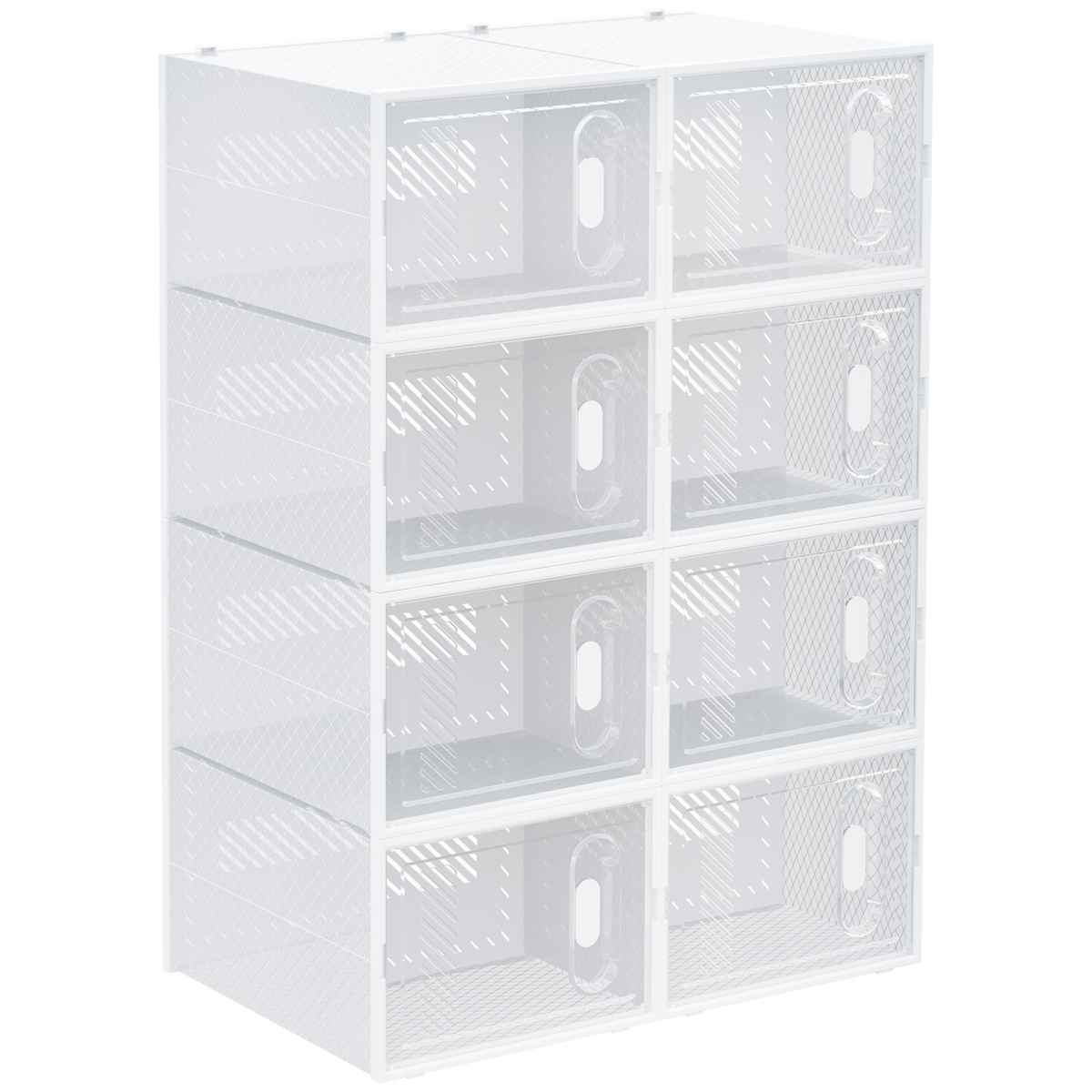 Zestaw 8 modułowych pudełek na buty Homcom 28x36x21cm, białe
