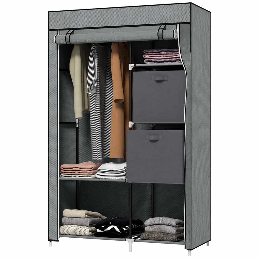 Szafa materiałowa Homcom 102x42,5x162,5cm., szaro-czarna