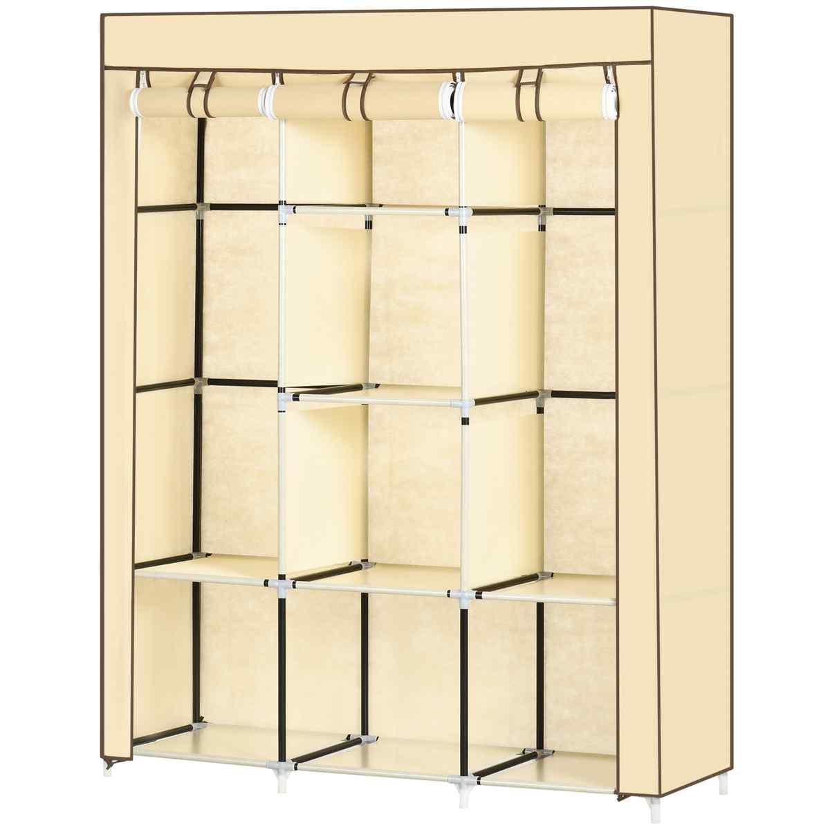 Szafa materiałowa Homcom 125x43x162,5cm, beż/czarny