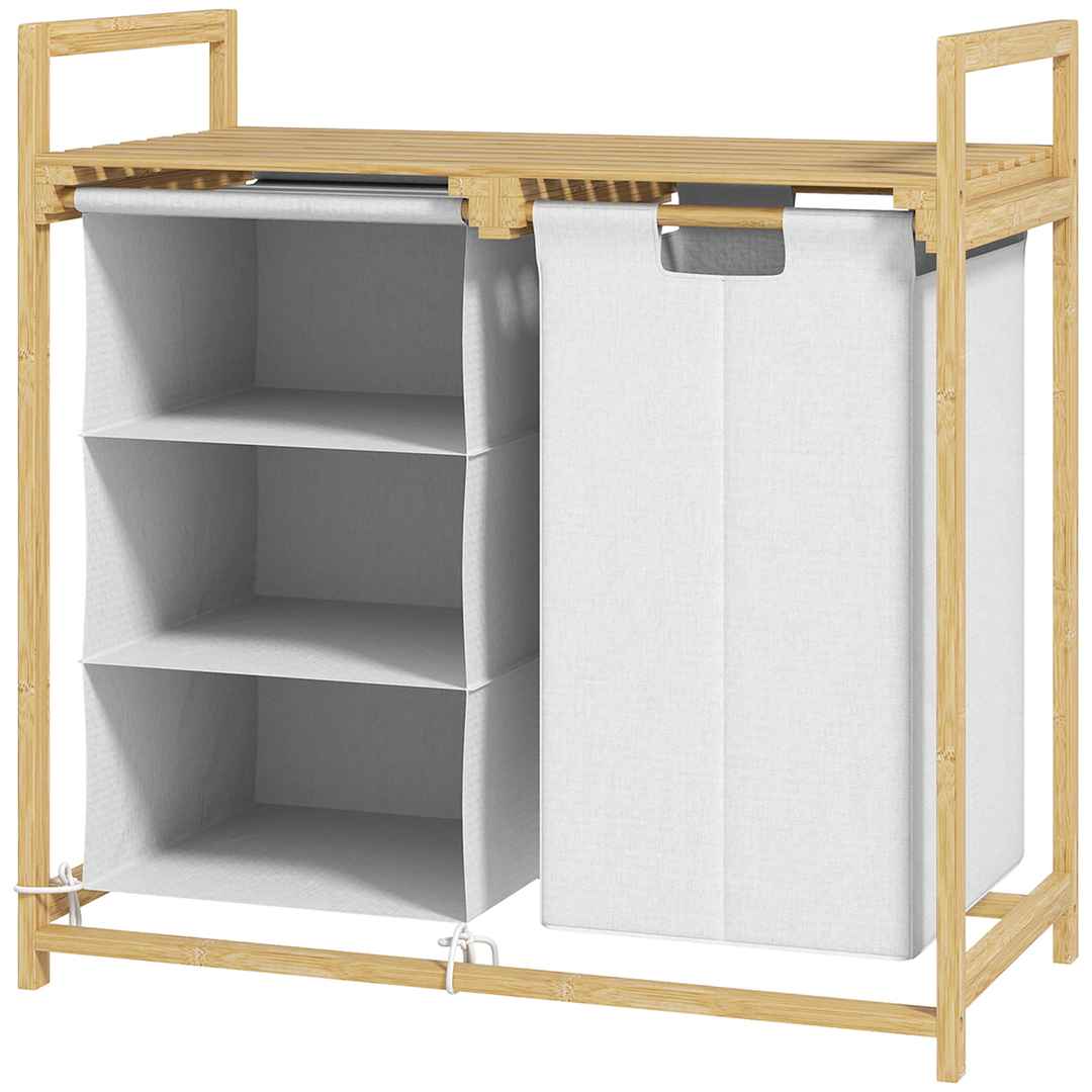 Kosz na pranie 38L Homcom 70x36x70cm., jasnobrązowy/biały