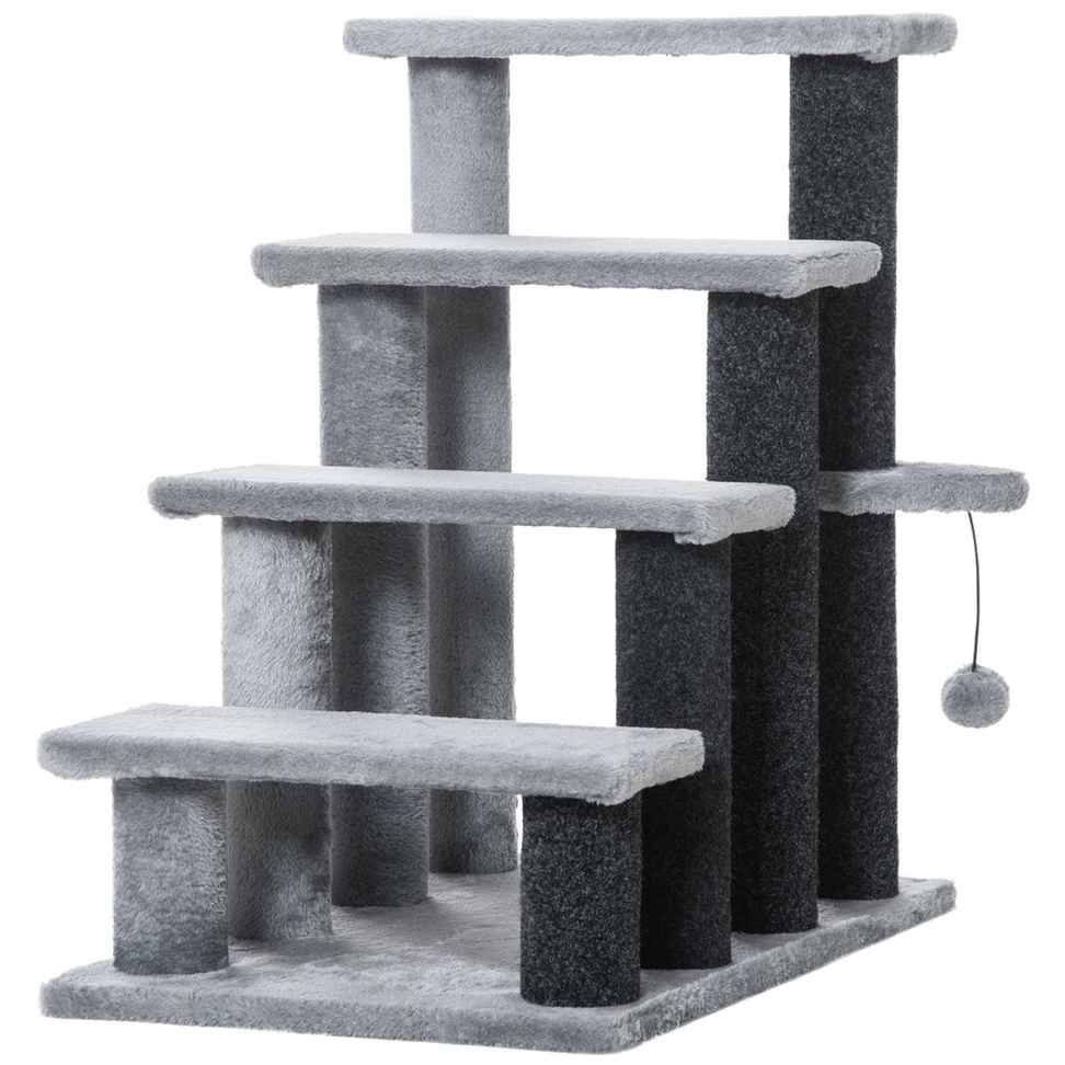 Schody dla kota PawHut 60x40x64cm, szare/ciemnoszare