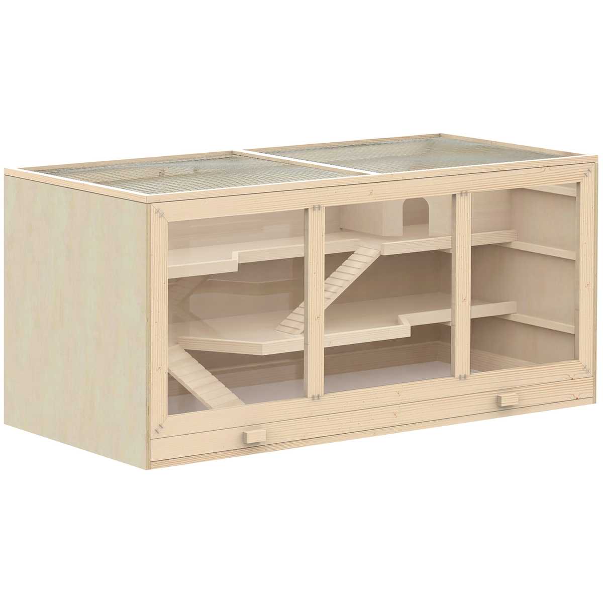 Klatka dla gryzoni PawHut 115x57x55cm, jasnobrązowa