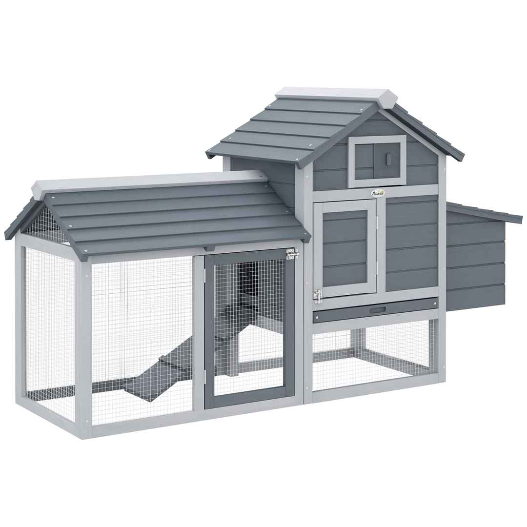 PawHut Kurnik 150,5x54x87cm, szaro-biały D51-108GY