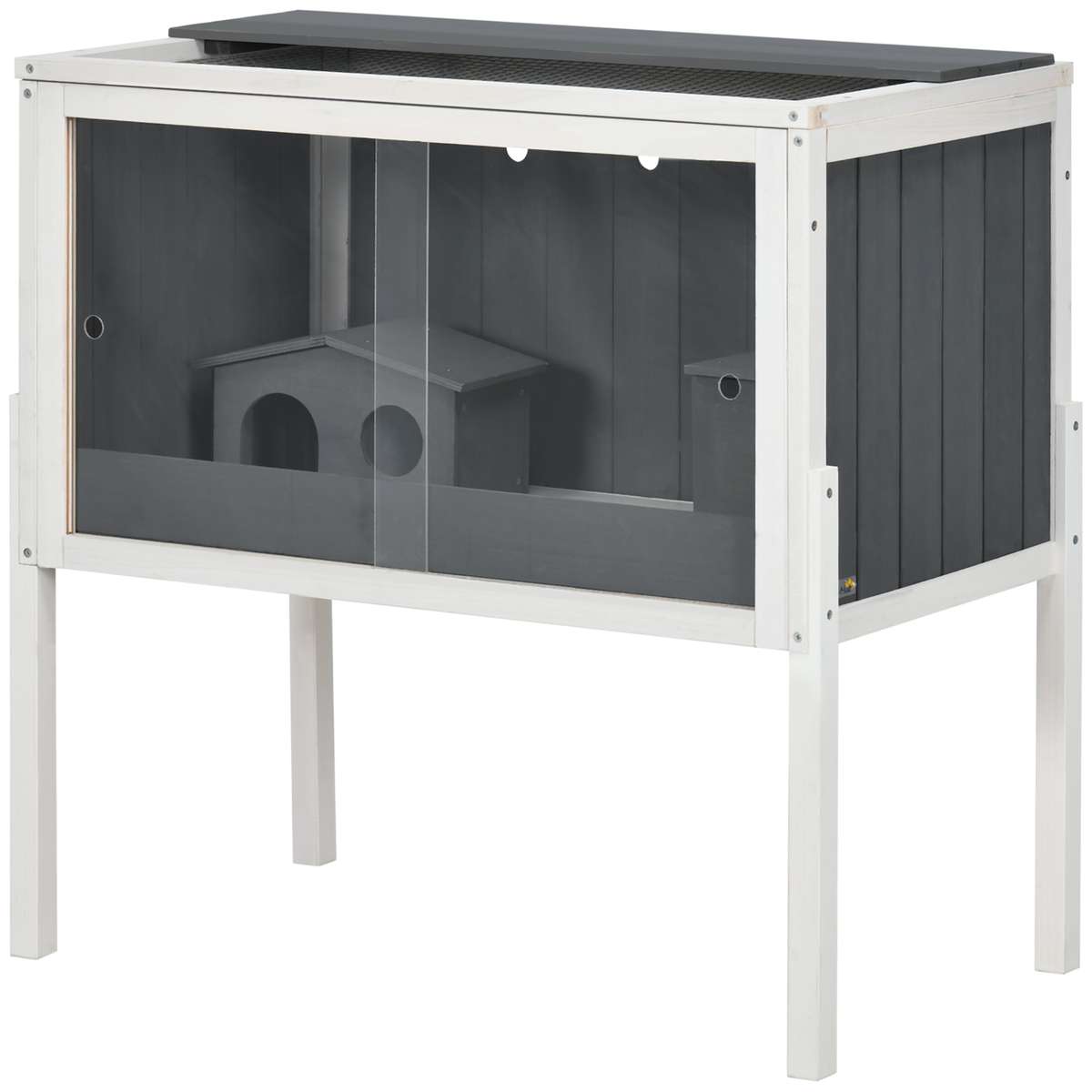 Klatka dla gryzoni PawHut 82x45x81cm, szaro-biała