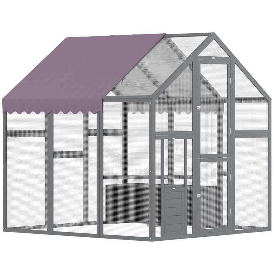PawHut Kurnik 168x183x182cm, szary D51-460V00VT