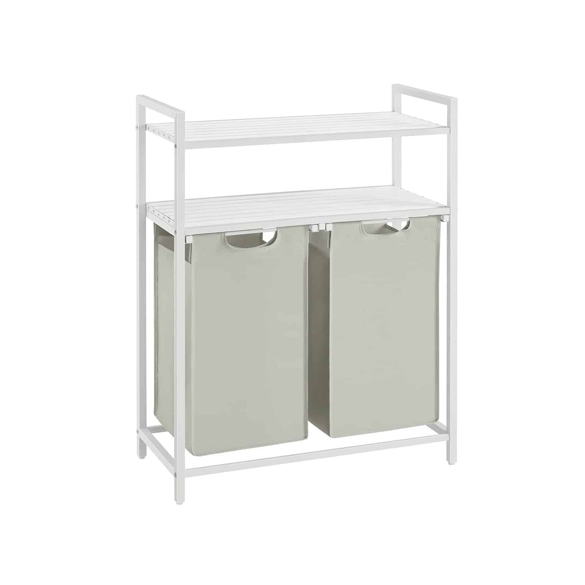 Kosz na pranie 2 x 46 l z 2 półkami, biały