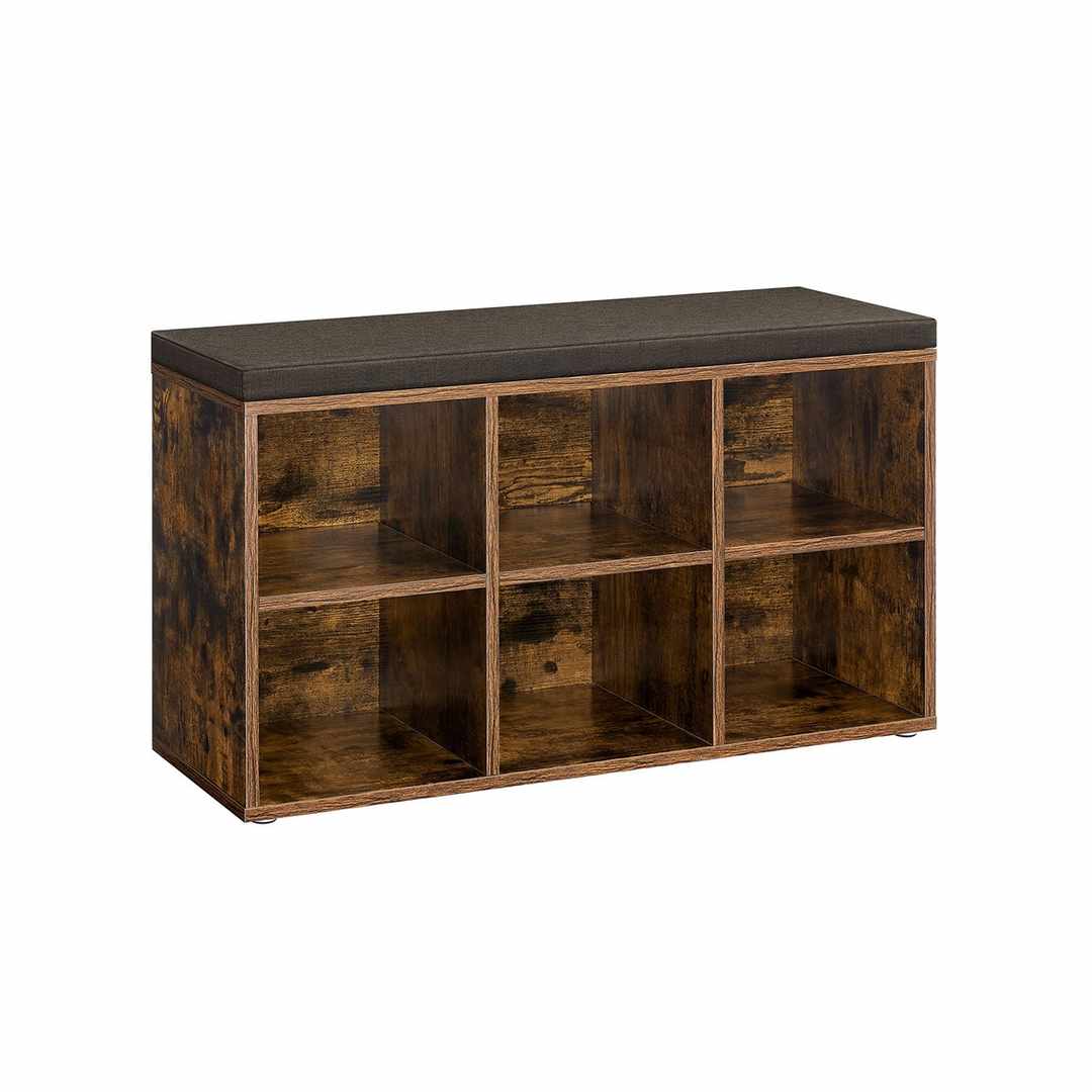 Ławka na buty z półkami 30x87x48cm, brązowa