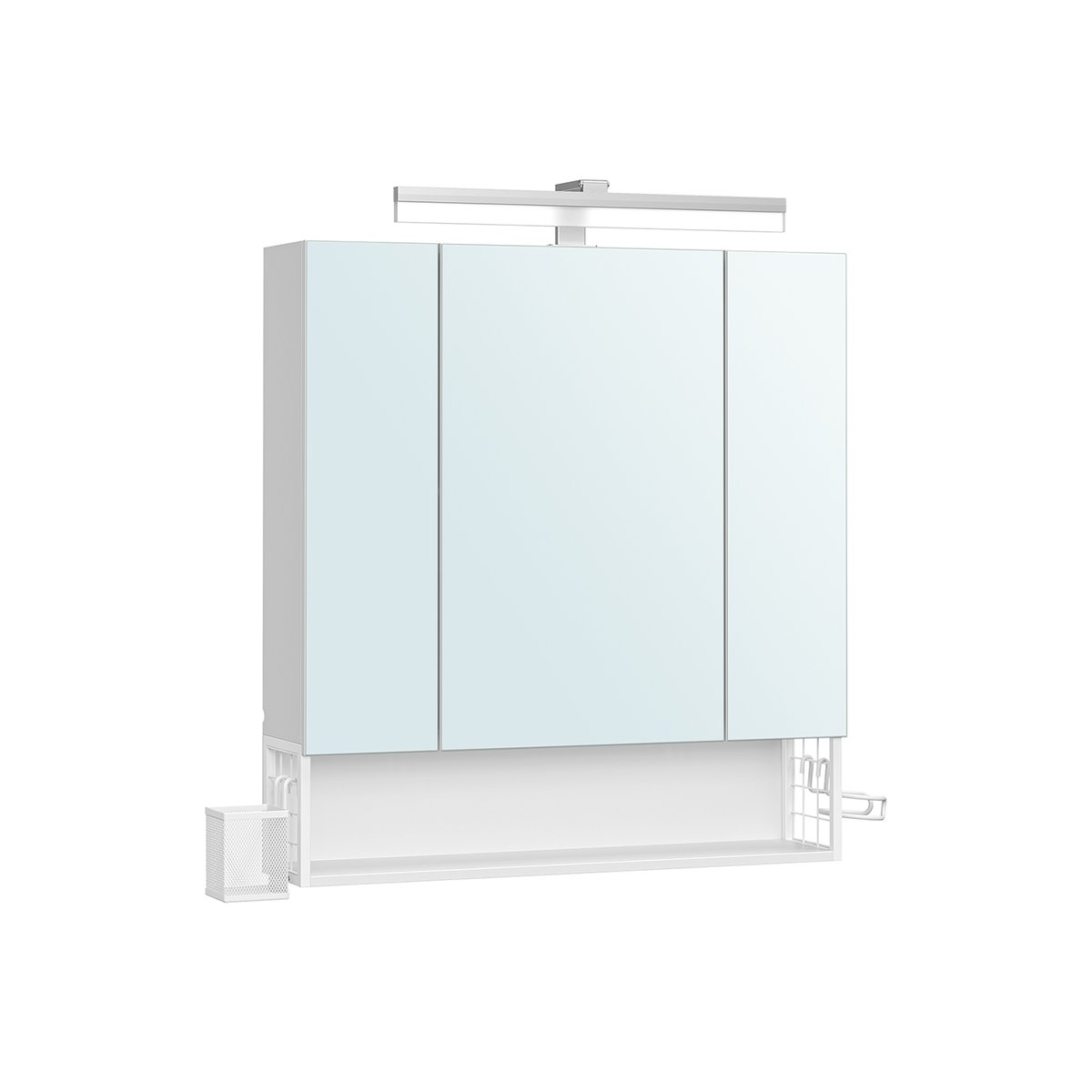 Szafka łazienkowa wisząca z lustrem i oświetleniem 16,5x70x75cm, biała