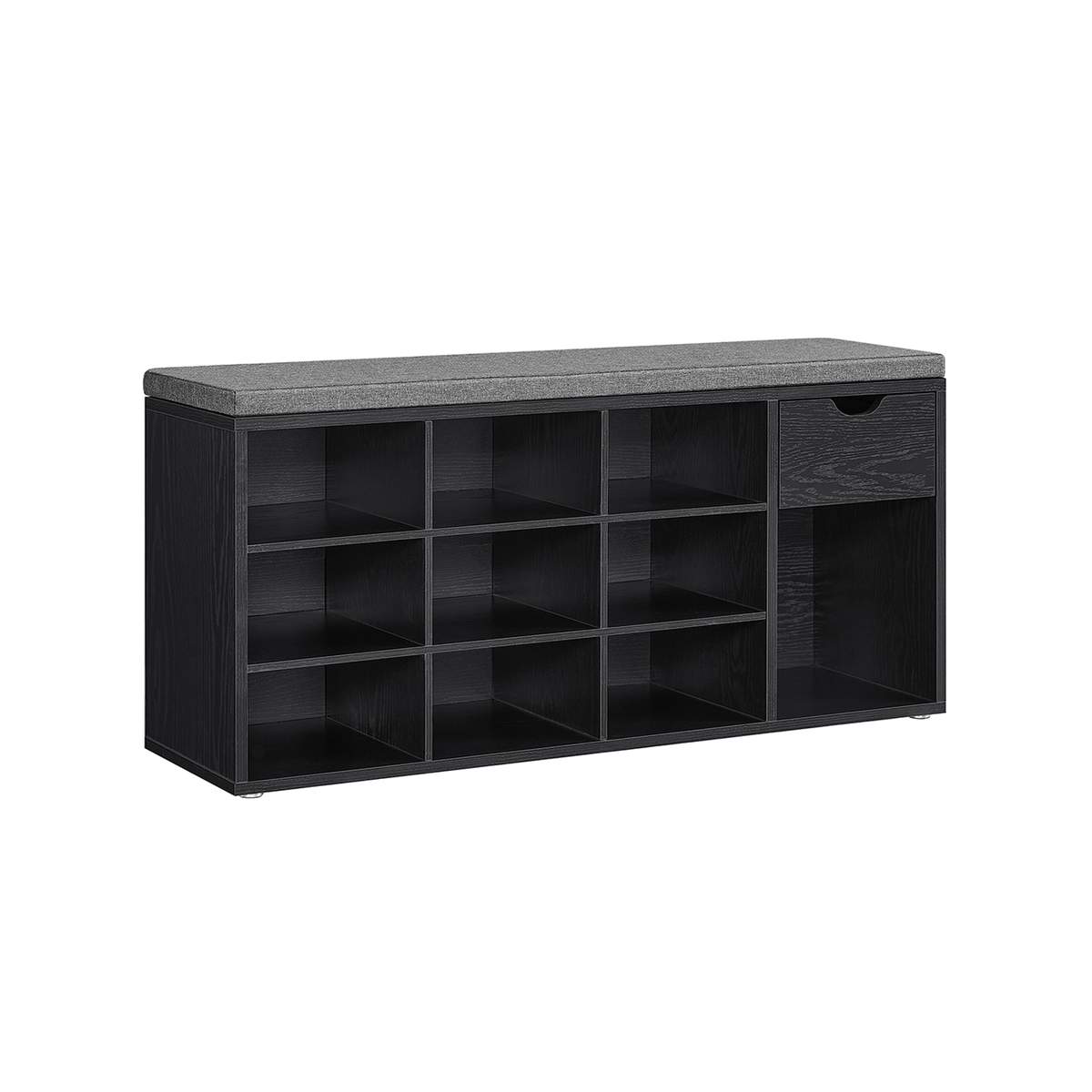 Ławka na buty z przegródkami 30x104x48cm, czarno-szara