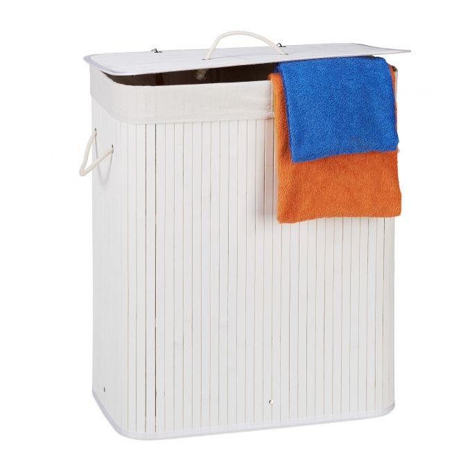 Kosz na pranie 2-komorowy 63x55x35cm, 95L, biały