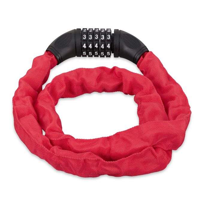 Zapięcie rowerowe z kodem 120cm, czerwono-czarne