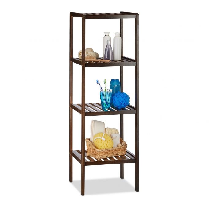 Półka łazienkowa z 4 półkami 110x34,5x33cm, ciemnobrązowa