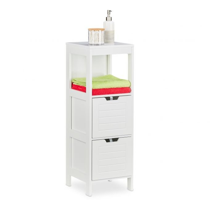 Szafka łazienkowa z 2 szufladami i 2 półkami 90x30x30cm, biała