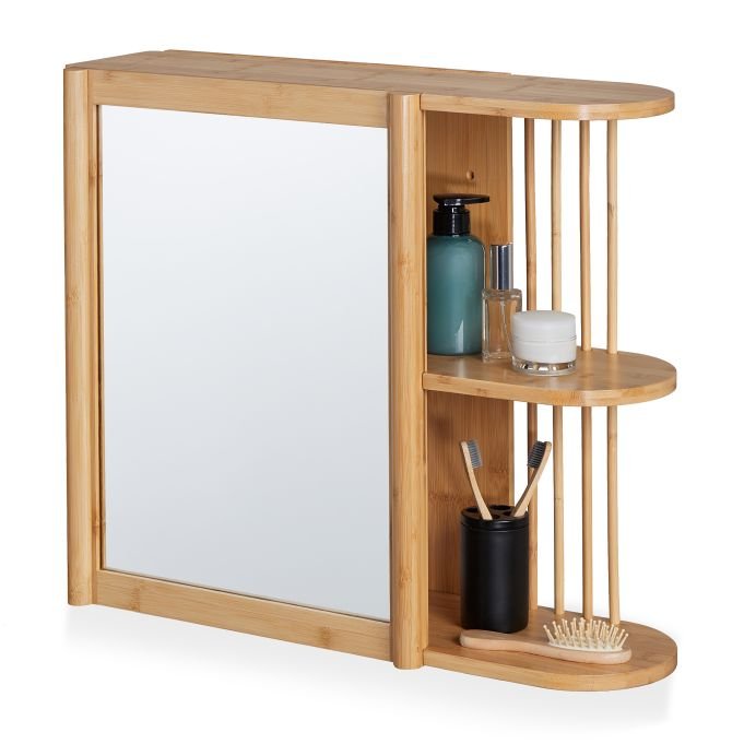 Półka wisząca z lustrem 53x62x20cm, kolor jasnobrązowy