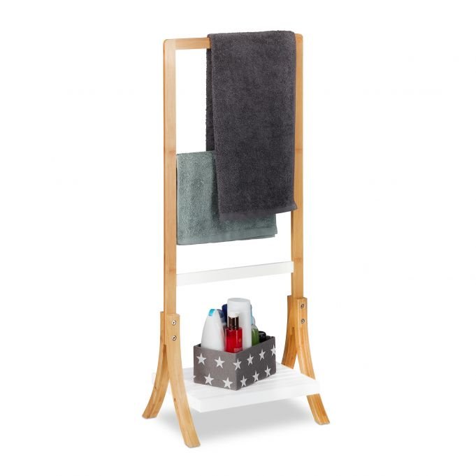 Wieszak na ręczniki 103x41x28cm, jasnobrązowy/biały