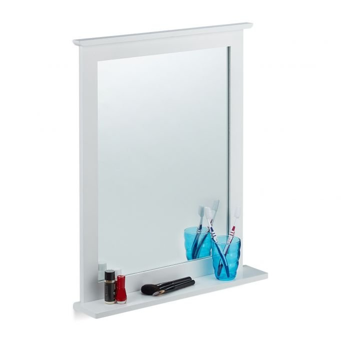 Lustro wiszące 68x56x10cm, kolor biały/srebrny