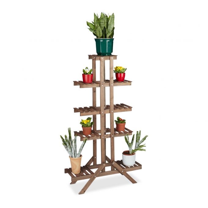 Stojak na kwiaty z 5 półkami 142,5x83x28,5cm, ciemnobrązowy