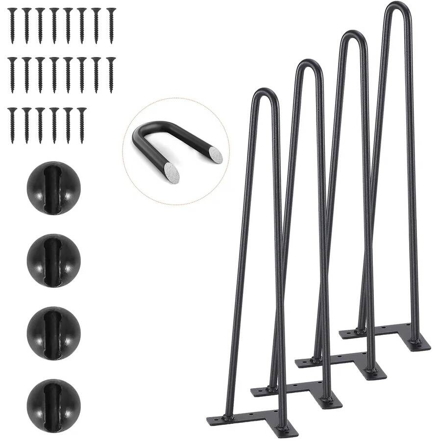 Nogi meblowe metalowe 482,6 mm, 226,8 kg, 4 szt., z osłoną gumową