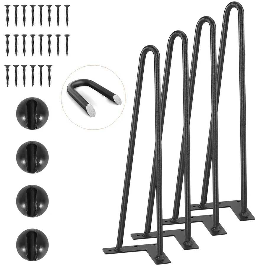 Nogi meblowe metalowe 406,4 mm z ochraniaczami gumowymi, 226,8 kg, 4 szt.