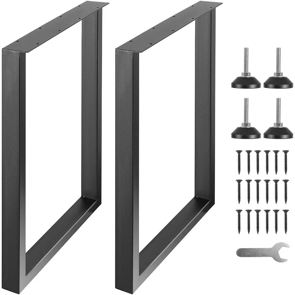 Nogi meblowe kwadratowe, regulowane, czarne, stalowe, 711 mm, zestaw 2 szt.