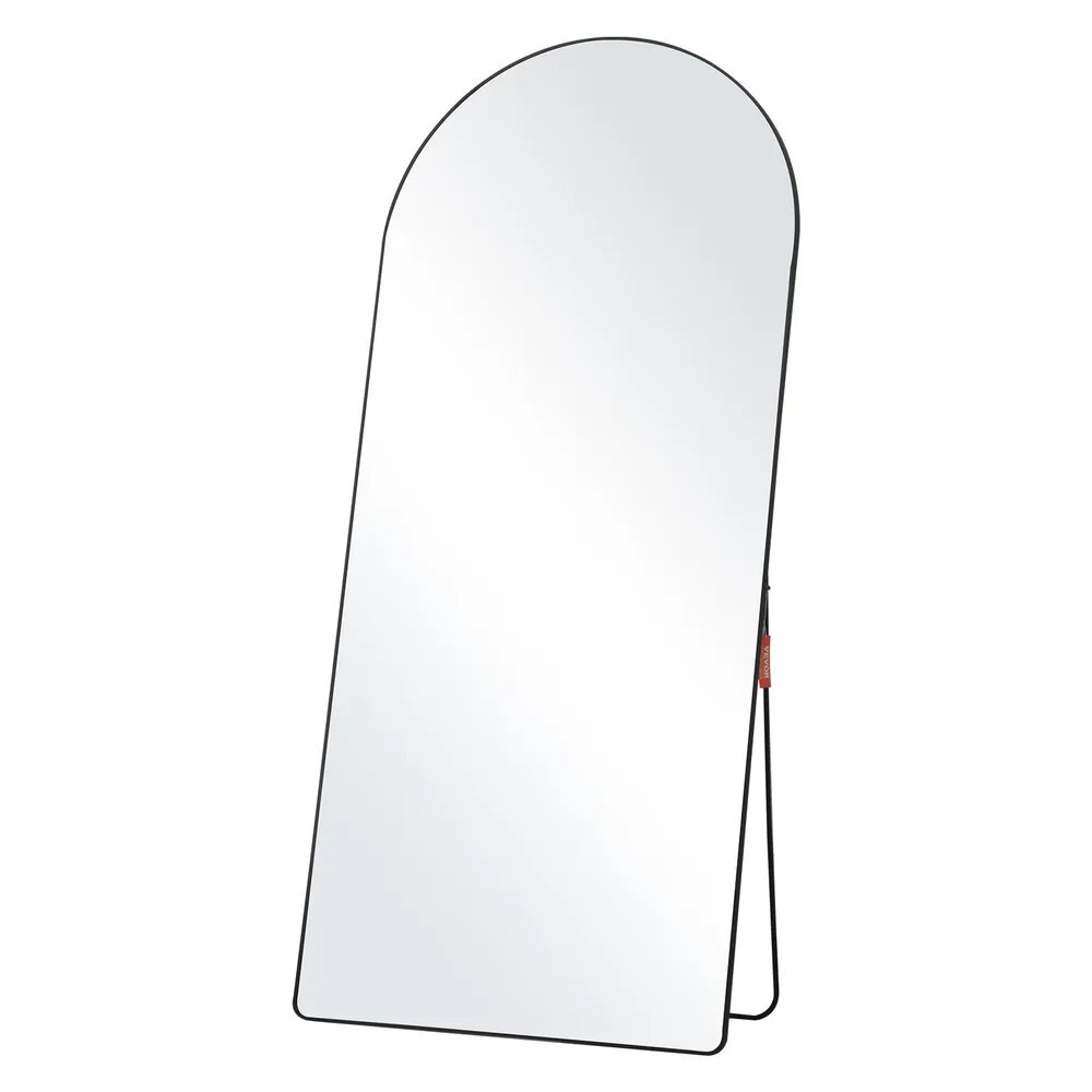 Lustro łukowe z czarnego aluminium, pełne, 71x32 cale, wolnostojące i wiszące