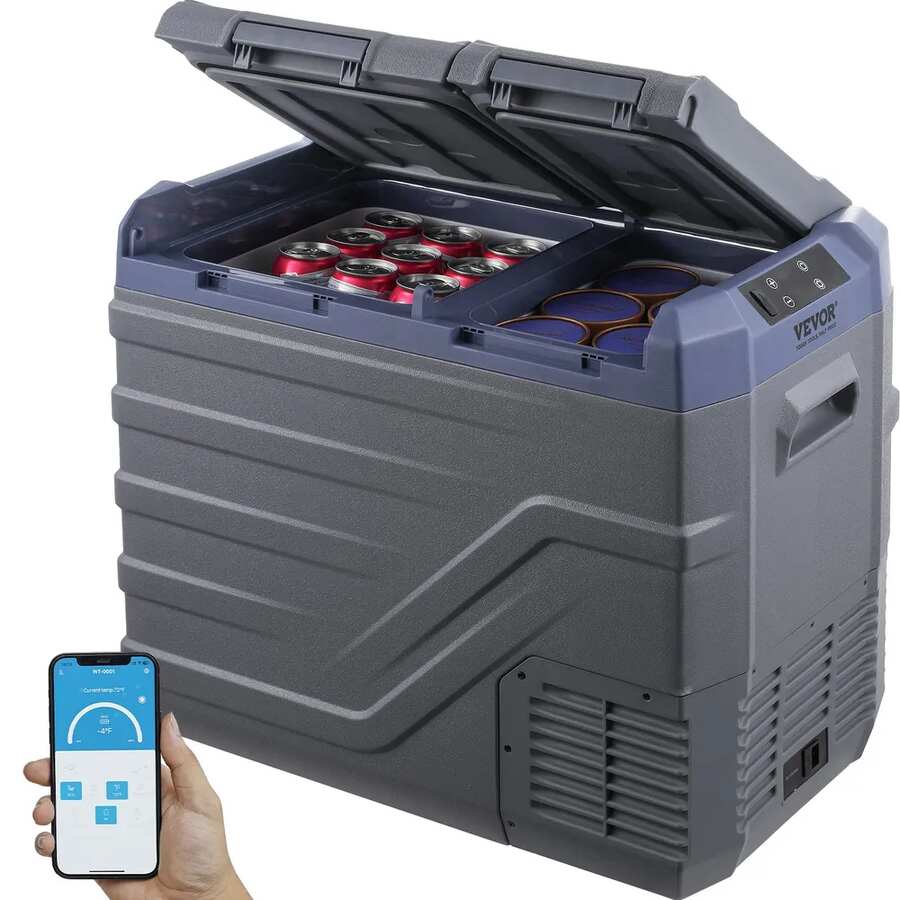 Lodówka samochodowa 40L, dwustrefowa, 12/24 V i 100-240 V